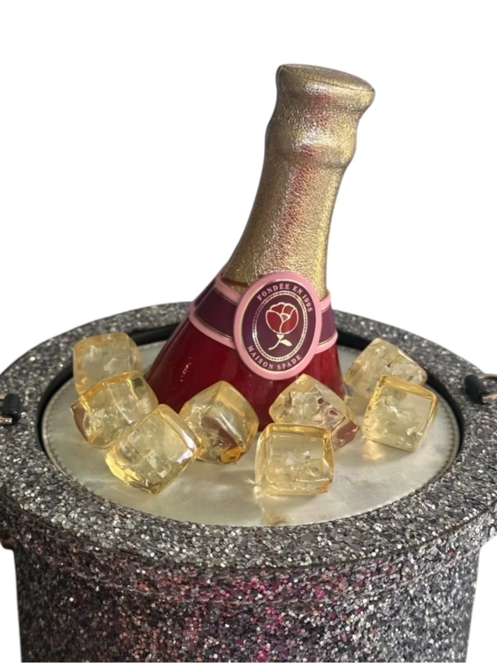 KATE SPADE FINER THINGS CHAMPAGNE BUCKET GLITTER ICE CROSSBODY